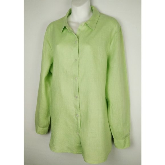 New J. Jill linen button down Long sleeve shirt L - Picture 11 of 16